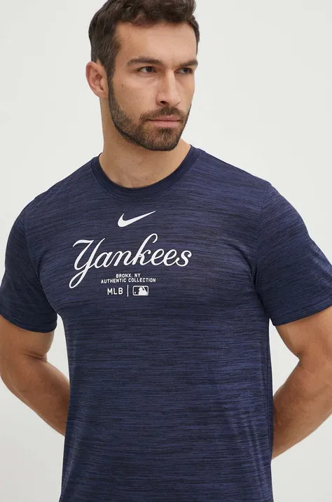 Nike tricou New York Yankees barbati, culoarea albastru marin, cu imprimeu