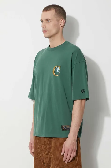 Champion t-shirt bawełniany męski kolor zielony z aplikacją 219999