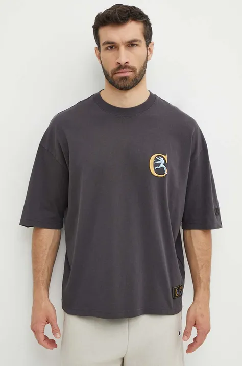 Bavlnené tričko Champion pánske, šedá farba, s nášivkou, 219999