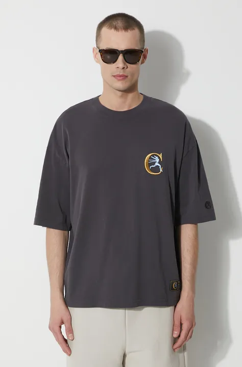 Champion t-shirt in cotone uomo colore grigio con applicazione 219999