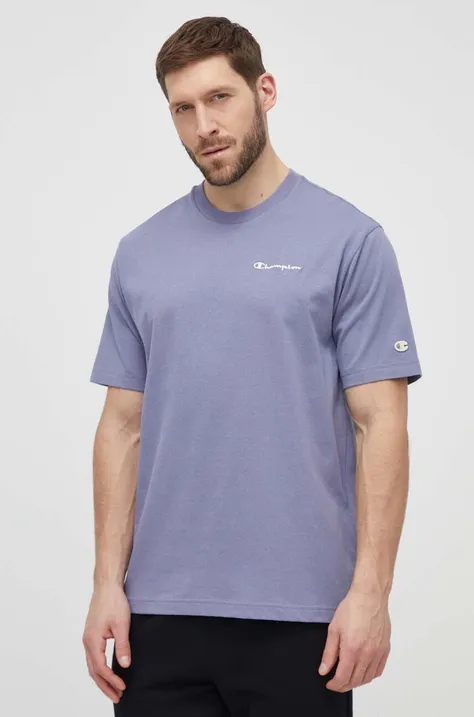 Bombažna kratka majica Champion moški, vijolična barva