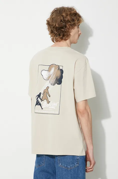Bavlnené tričko Barbour Portland Tee pánske, béžová farba, s potlačou, MTS1253