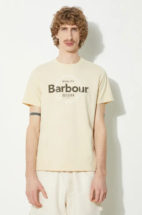Barbour tricou Bidwell Tee barbati, culoarea bej, cu imprimeu, MTS1268