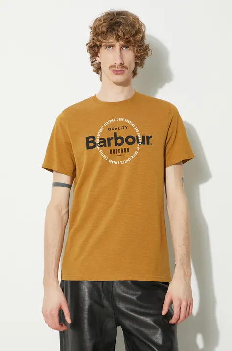 Tričko Barbour Bidwell Tee pánske, žltá farba, s potlačou, MTS1268