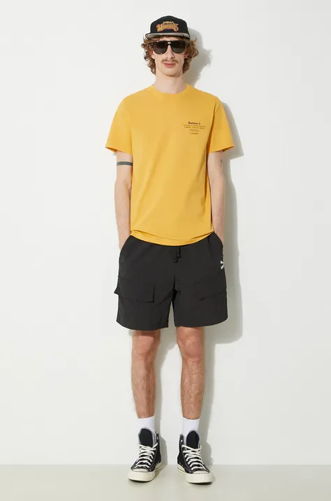 Bavlněné tričko Barbour Hickling Tee žlutá barva, s potiskem, MTS1269