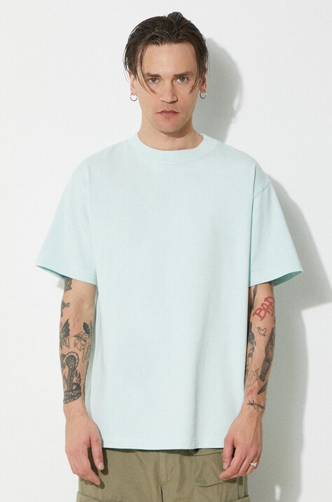 Хлопковая футболка 424 Alias T-Shirt мужская цвет бирюзовый однотонная FF4SMH01AP-JE341.619