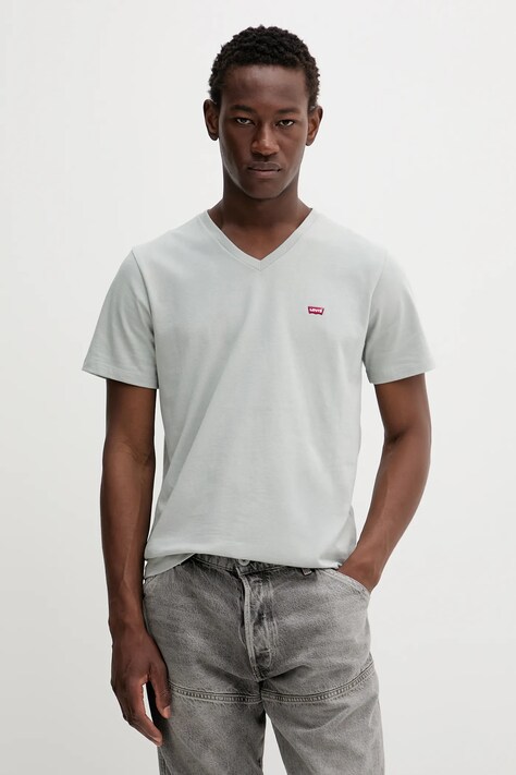 Levi's tricou din bumbac barbati, culoarea gri, neted