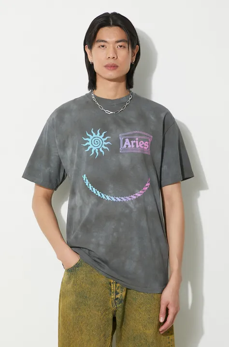 Aries tricou din bumbac Grunge Happy Dude SS Tee barbati, culoarea gri, cu imprimeu, SUAR60014X