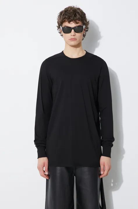 Βαμβακερή μπλούζα με μακριά μανίκια Rick Owens Level χρώμα: μαύρο, DU01D1260.RN.09