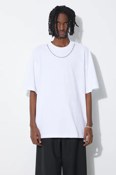 AMBUSH cotton t-shirt Ballchain men’s white color BMAA001S24JER