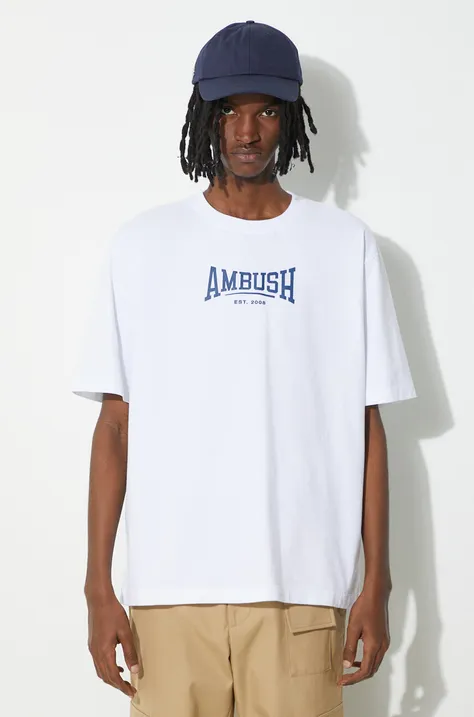 Pamučna majica AMBUSH Graphic za muškarce, boja: bijela, s tiskom, BMAA006S24JER