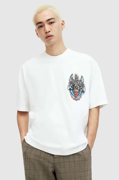 Βαμβακερό μπλουζάκι AllSaints HOWLRIDER χρώμα: άσπρο