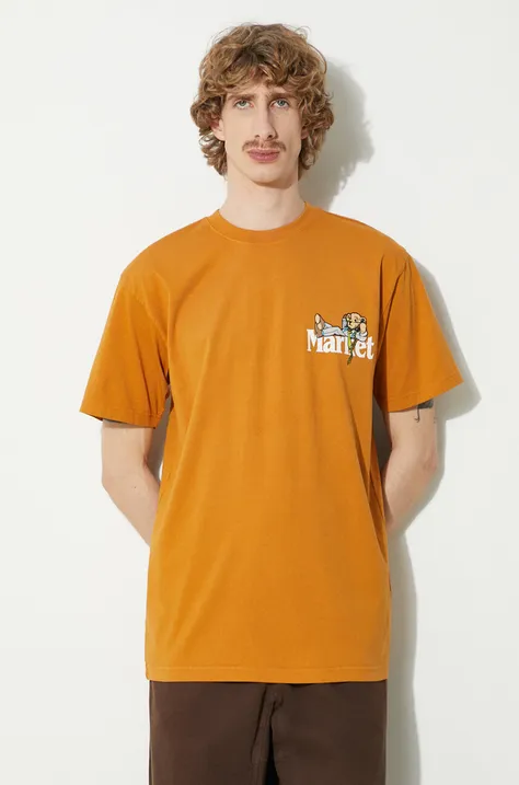 Хлопковая футболка Market Better Call Bear T-Shirt мужская цвет оранжевый с принтом 399001784