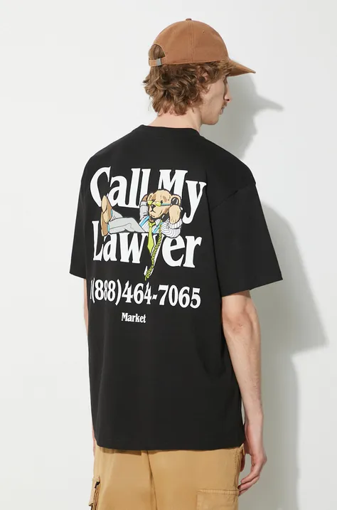 Памучна тениска Market Better Call Bear T-Shirt в черно с принт 399001784