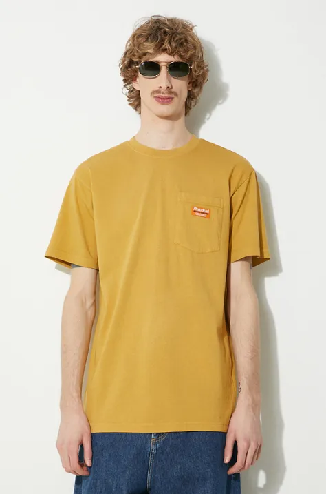 Хлопковая футболка Market Hardware Pocket T-Shirt мужская цвет жёлтый однотонная 399001802