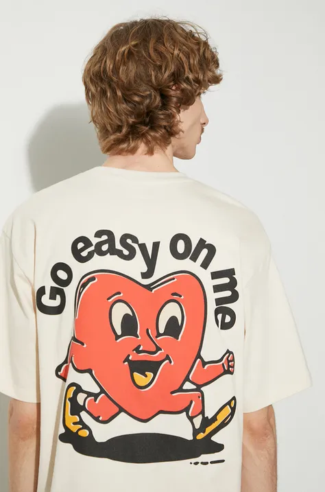 Market tricou din bumbac Fragile T-Shirt barbati, culoarea bej, cu imprimeu, 399001806