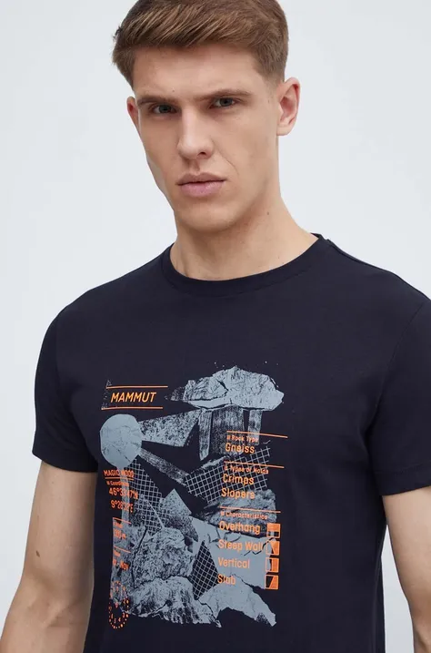 Mammut t-shirt Massone męski kolor czarny z nadrukiem