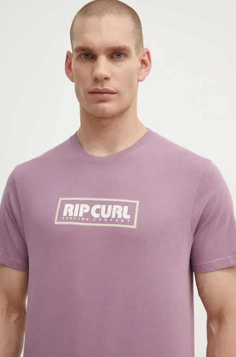 Pamučna majica Rip Curl za muškarce, boja: ljubičasta, s tiskom