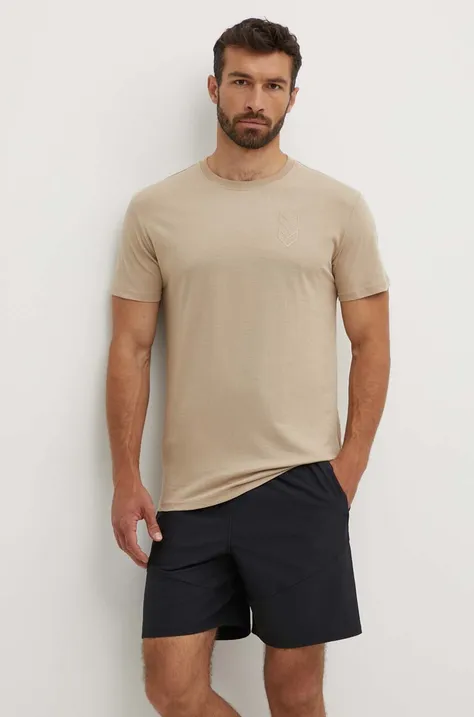 Hummel t-shirt Active męski kolor beżowy gładki 224499