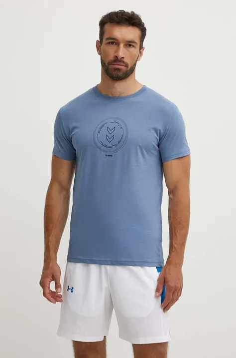 Hummel t-shirt Active Circle męski kolor niebieski z nadrukiem 224521