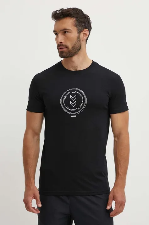 Tričko Hummel Active Circle pánske, čierna farba, s potlačou, 224521