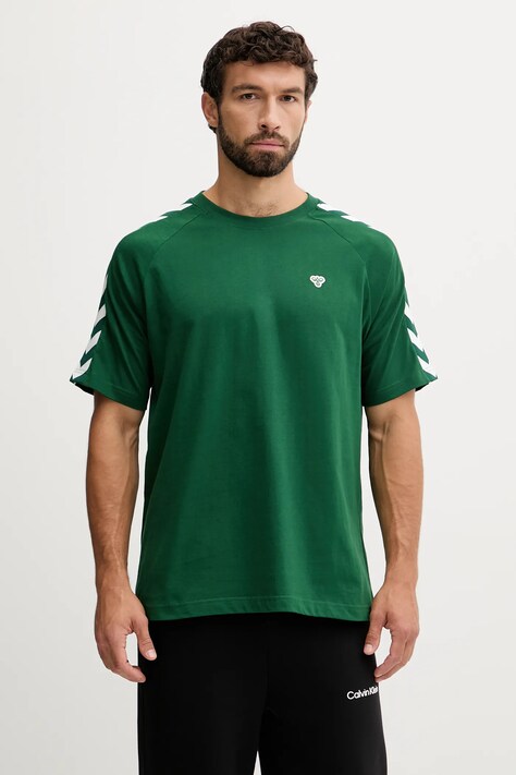 Hummel t-shirt Archive męski kolor zielony z nadrukiem 225258
