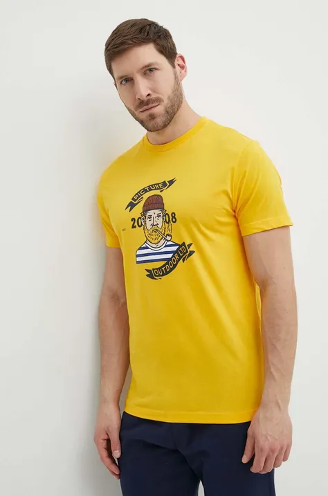 Хлопковая футболка Picture Chuchie мужская цвет жёлтый с принтом MTS1140