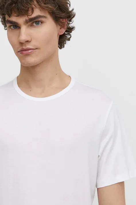 Bombažna kratka majica Theory moški, bela barva