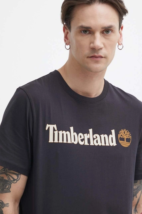 Timberland tricou din bumbac barbati, culoarea negru, cu imprimeu, TB0A5UPQ0011