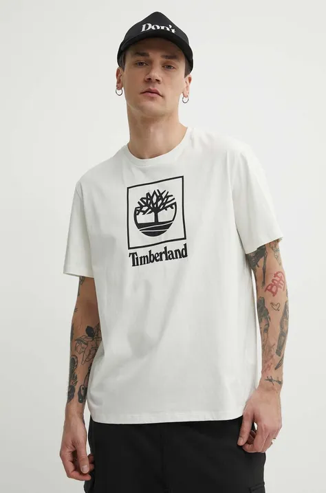 Timberland t-shirt bawełniany męski kolor beżowy z nadrukiem TB0A5QSPCM91