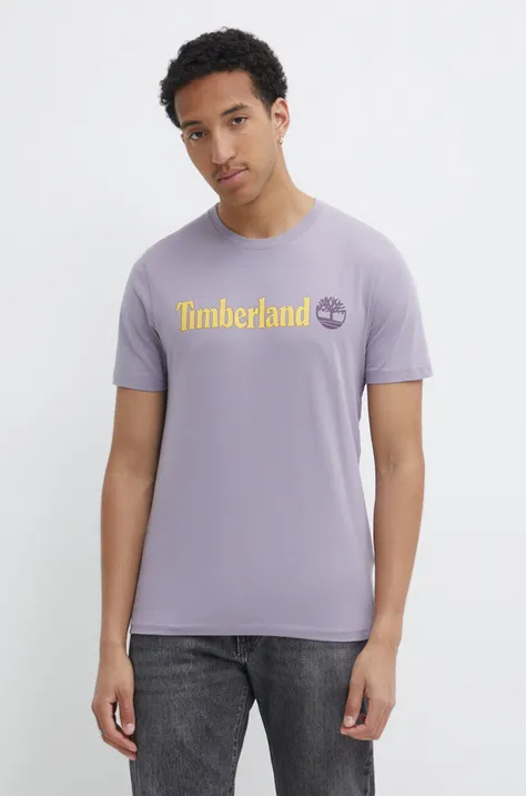 Памучна тениска Timberland в лилаво с принт TB0A5UPQEG71