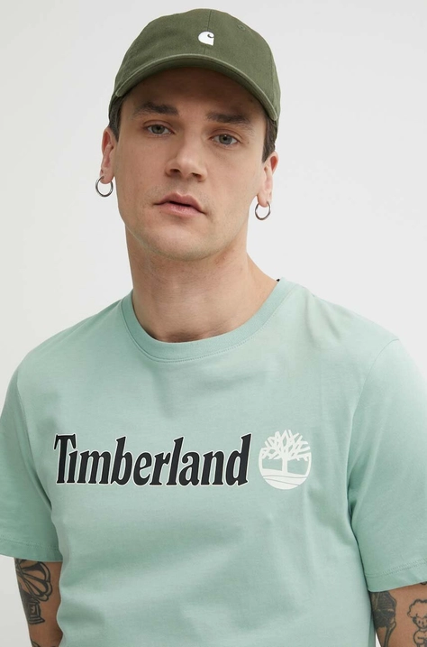 Timberland t-shirt bawełniany męski kolor zielony z nadrukiem TB0A5UPQEW01