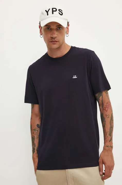 C.P. Company t-shirt bawełniany Jersey Logo męski kolor granatowy z aplikacją 16CMTS068A005100W