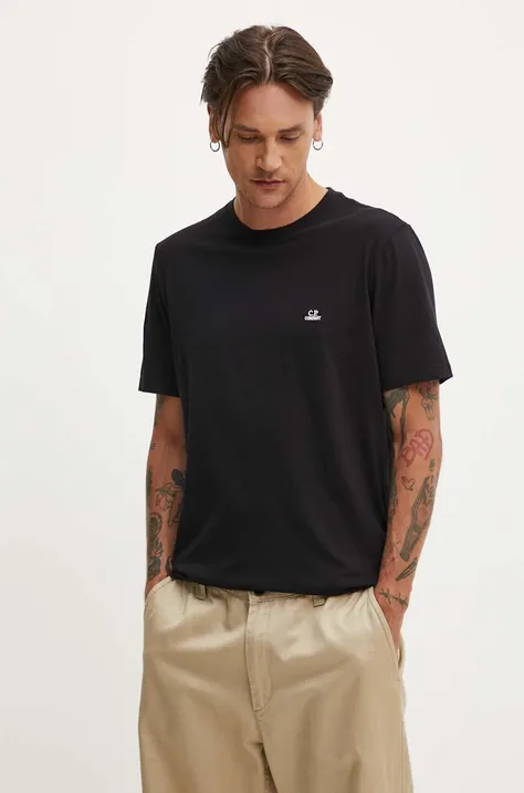 C.P. Company pamut póló Jersey Logo fekete, férfi, nyomott mintás, 16CMTS068A005100W
