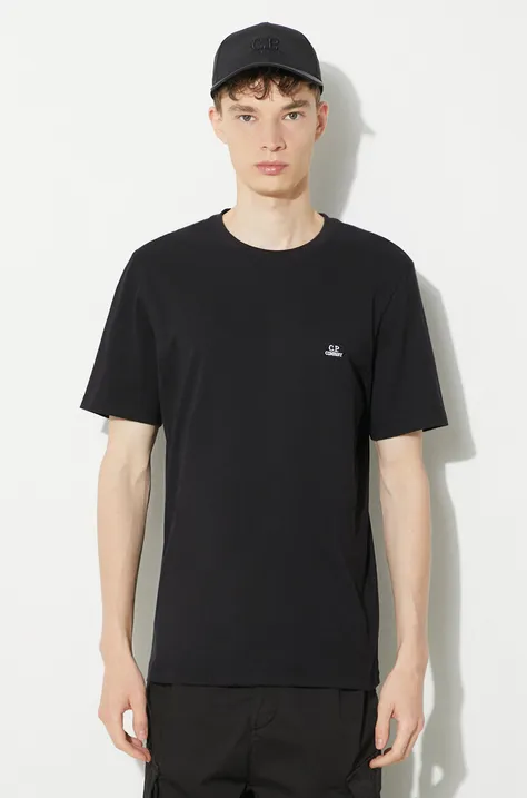 Хлопковая футболка C.P. Company Jersey Logo мужская цвет чёрный с аппликацией 16CMTS068A005100W