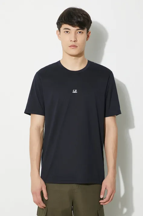 C.P. Company t-shirt in cotone Mercerized Jersey Logo uomo colore blu navy 16CMTS088A006374G