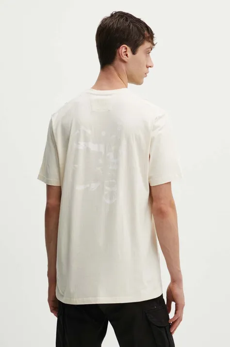 Bavlnené tričko C.P. Company Jersey Relaxed Graphic pánske, béžová farba, jednofarebné, 16CMTS143A006586W