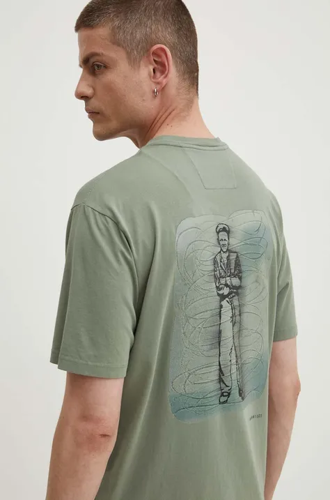 Bavlnené tričko C.P. Company Jersey Artisanal British Sailor pánske, zelená farba, s potlačou, 16CMTS286A005431G