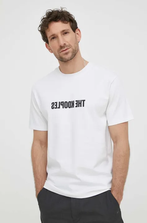 The Kooples t-shirt bawełniany męski kolor biały z nadrukiem HTSC28024K