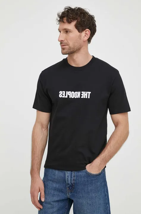 Bavlněné tričko The Kooples černá barva, s potiskem, HTSC28024K