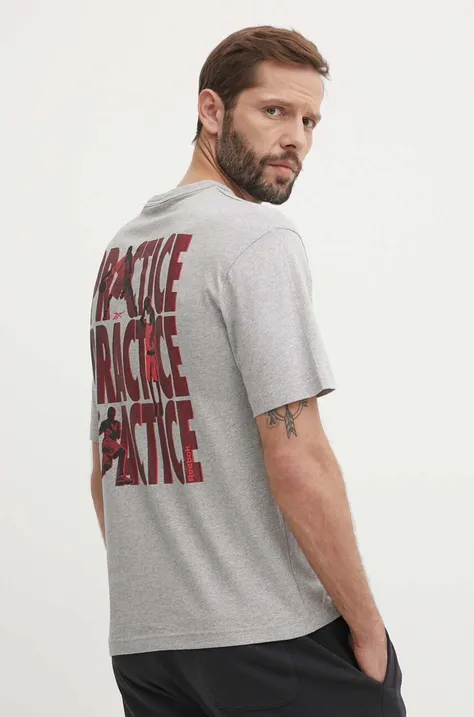 Bavlnené tričko Reebok Classic Basketball pánske, šedá farba, s potlačou, 100075507