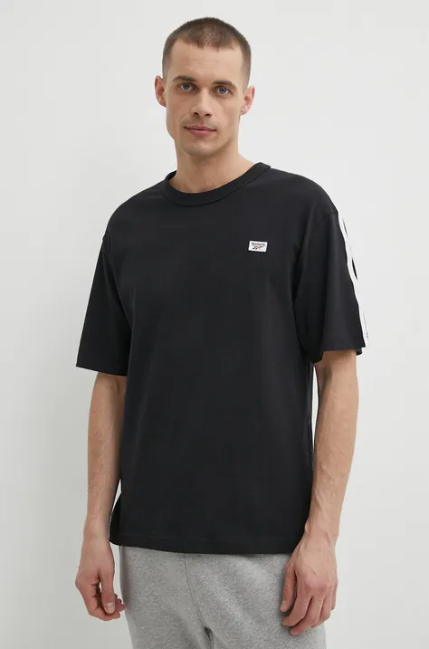 Хлопковая футболка Reebok Court Sport мужская цвет чёрный однотонная 100202807