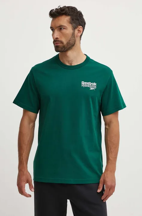 Reebok t-shirt bawełniany Brand Proud męski kolor zielony z nadrukiem 100076384