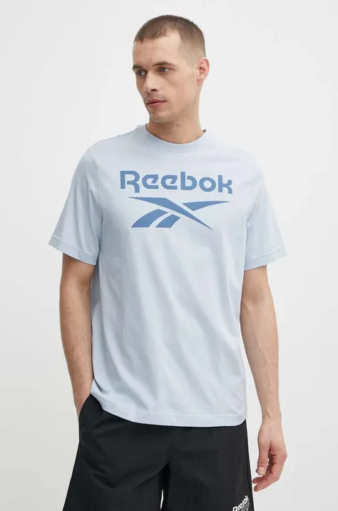 Reebok t-shirt bawełniany Identity męski kolor niebieski z nadrukiem 100076430