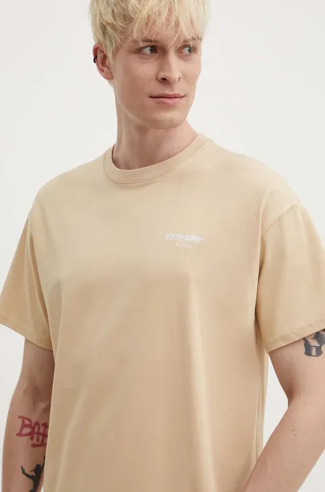 Sixth June t-shirt bawełniany męski kolor beżowy gładki