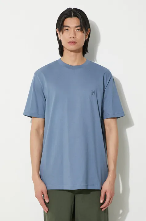Norse Projects cotton t-shirt Johannes men’s blue color N01.0643.7121