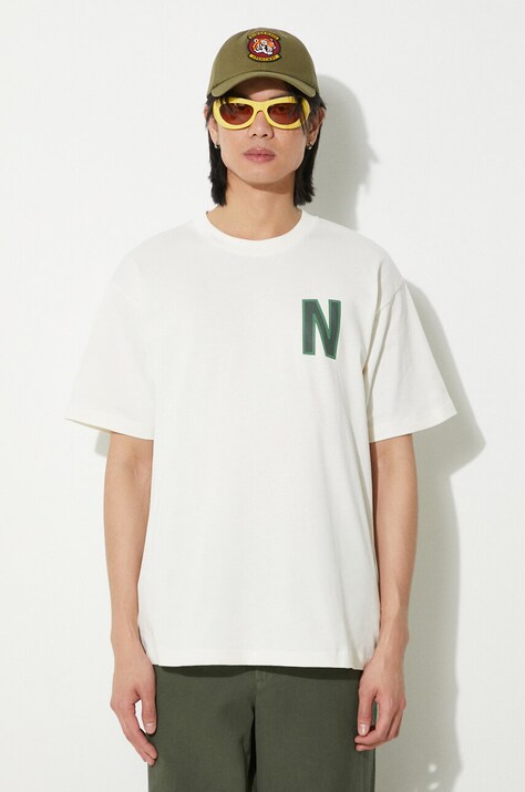 Бавовняна футболка Norse Projects Simon Loose Organic чоловіча колір бежевий з принтом N01.0659.0957