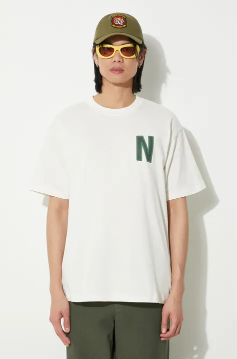 Norse Projects t-shirt bawełniany Simon Loose Organic męski kolor beżowy z nadrukiem N01.0659.0957
