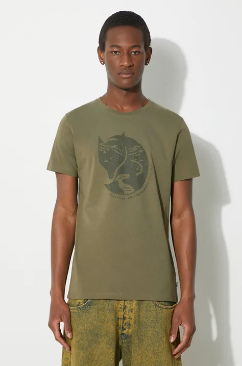 Fjallraven cotton t-shirt Arctic Fox T-shirt M men’s green color with a print F87220.625