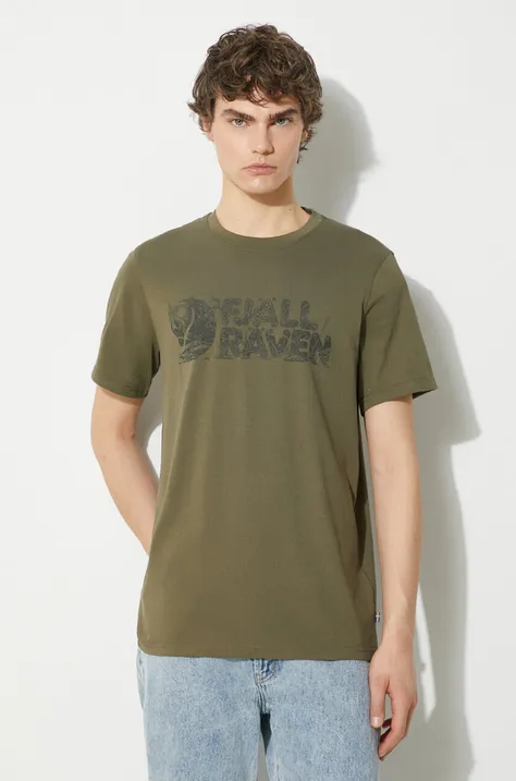 Fjallraven tricou Lush Logo T-shirt M barbati, culoarea verde, modelator, F12600219.625